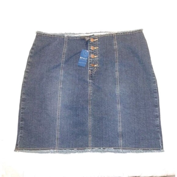 NWT Vtg Lane Bryant Venezia Y2K Plus Size Cotton Denim Mini Skirt Raw Ham S 18 - Picture 3 of 6